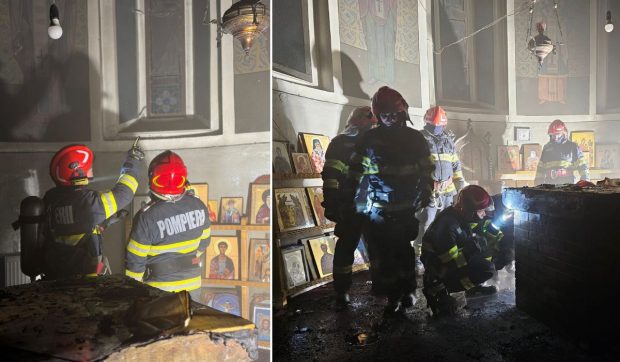 Biserica „Adormirea Maicii Domnului” din Dorohoi a luat foc. Incendiul ar fi pornit din altar 