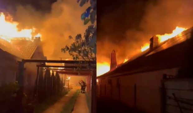 Pericol de explozie în Prahova, după ce acoperișul unei case în care se află mai multe butelii a fost cuprins de flăcări