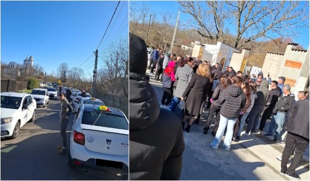 Aproape 100 de șoferi de taxi au venit din Pitești la înmormântarea colegului lor ucis de un client, în Mioveni | VIDEO