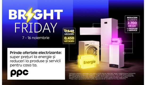 Bright Friday 2025: PPC Energie oferă electricitate la doar 0,450 lei/kWh și reduceri atractive la aparate pentru casă. Până când poți beneficia de ofertă