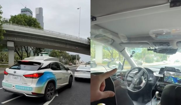 Doi români au luat un taxi care se conduce singur și au plătit 11 lei, în China: „Mergem cu 70 de km pe oră”