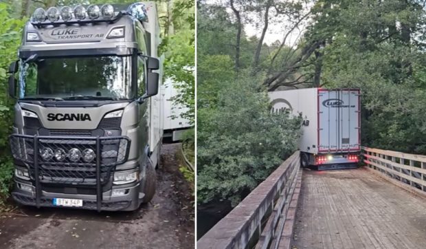 Un șofer de camion a greșit drumul și a rămas o lună în pădure, cu TIR-ul blocat între un pod din lemn și o linie de cale ferată