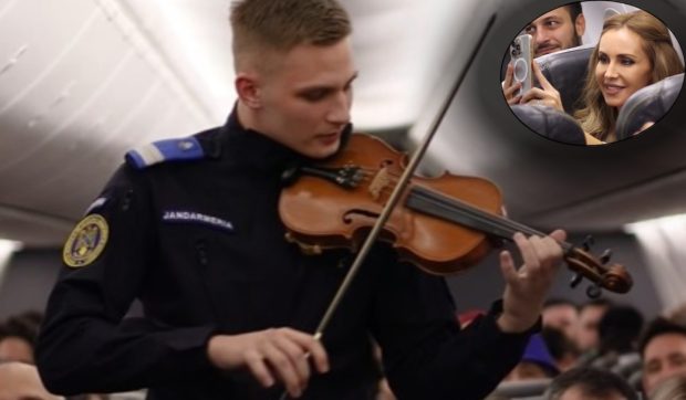 Imagine Stire Vedeta care era în avionul în care un jandarm a interpretat la vioară imnul național al României: „M-a impresionat” | 2review.ro