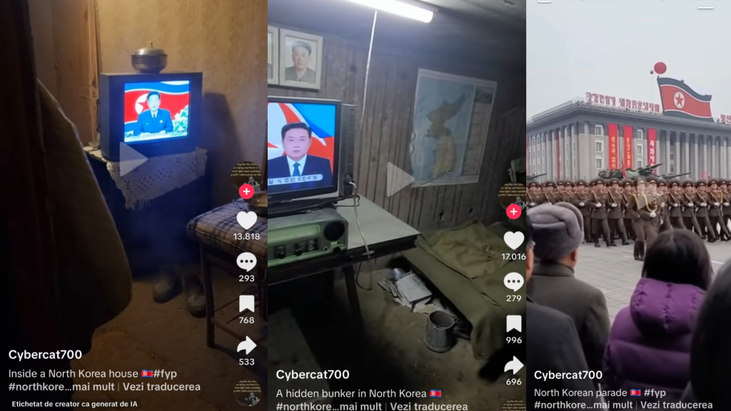 Propaganda nord-coreeană pe TikTok: conturi anonime și creatori aparent inofensivi distribuie videoclipuri generate cu AI, inclusiv pentru utilizatori din România