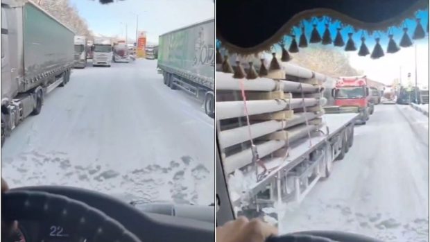 Coloană de mașini blocate lungă de 85 km, șoferii stau pe loc de peste 7 ore la -18 grade, pe una dintre cele mai lungi autostrăzi din lume
