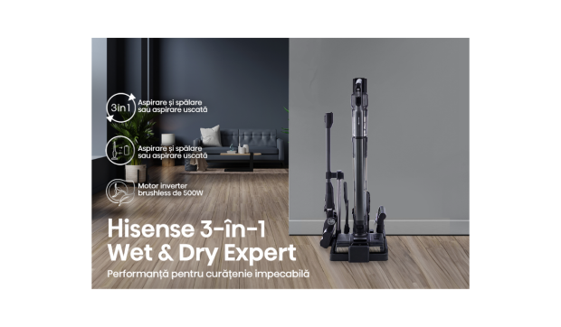 Un singur aparat de curățat pentru întreaga casă: Hisense 3-în-1 Wet & Dry Expert
