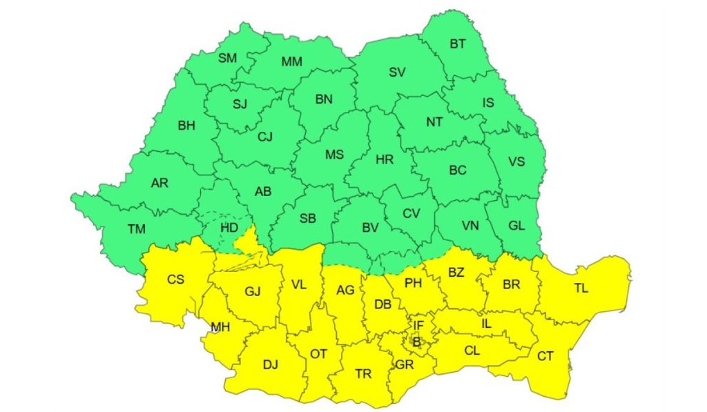Ninsori viscolite și polei în Ajunul Crăciunului: Avertizări severe pentru București și 19 județe! 1 harta anm cod galben ninsori polei 24 25 decembrie 2025