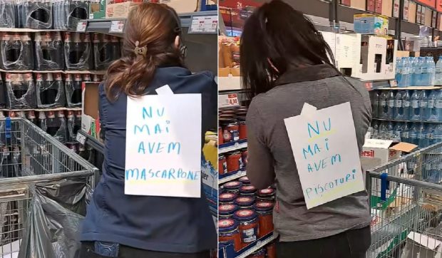 Angajații unui magazin Lidl și-au pus afișe pe tricouri pentru românii care au căutat aceleași produse înainte de Revelion
