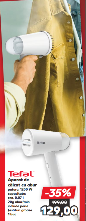 anunț publicitar cu un Aparat de călcat cu abur Tefal