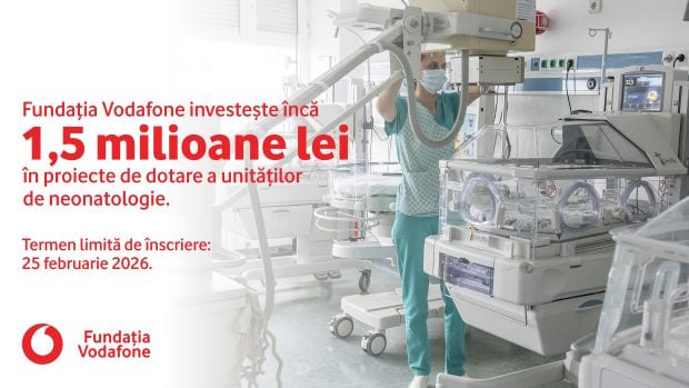 În a patra etapă a Fondului Viață pentru Nou-Născuți, Fundația Vodafone investește încă 1,5 milioane de lei în dotarea unităților de neonatologie din România