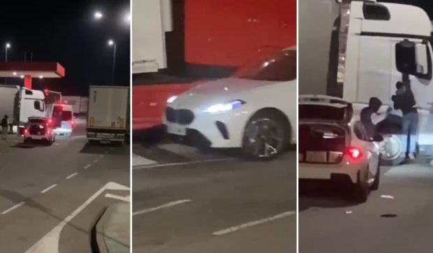 Un șofer de TIR a strivit duba hoților și s-a bătut cu ei cu pachetele furate, într-o parcare de pe autostrada AP-7 din Spania