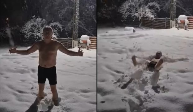 Lucian Heiuș, vicepreședintele Curții de Conturi, s-a filmat făcând baie în zăpadă, la bustul gol: „Așa-i la munte”