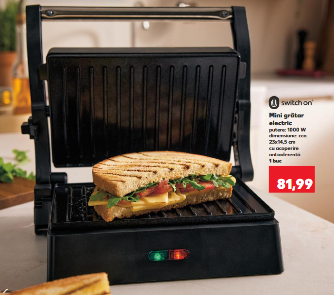 anunț publicitar cu un Mini grătar electric Switch On