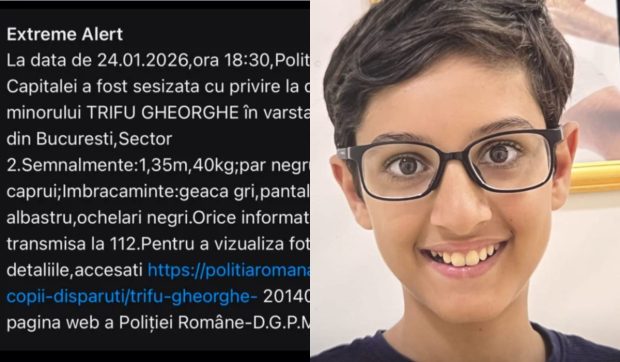 Un copil de 11 ani este dat dispărut în București. Autoritățile au emis mesaje RO-Alert: „Orice informație va fi transmisă la 112”