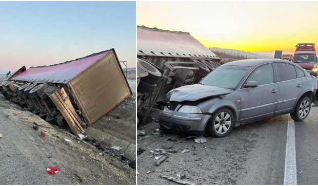 Un șofer de TIR a zburat prin parbriz, după ce a lovit două mașini pe Centura Lugoj