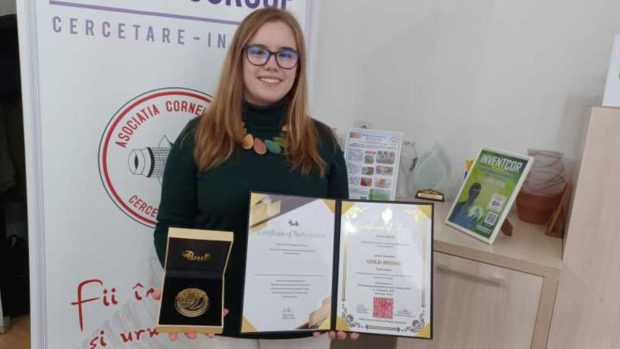 Ana-Maria, o elevă din Deva, a câștigat medalia de aur la Salonul de Inventică din Taiwan cu un proiect care poate ajuta 2,2 miliarde de oameni
