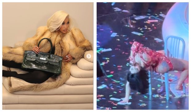Imagine Stire Moment stânjenitor pentru Cardi B. Rapperița americană a căzut pe scenă, iar reacția ei i-a lăsat pe toți mască. „A fost guvernul” | 2review.ro