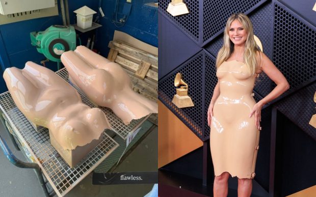 Imagine Stire Cum a fost creată rochia unică a lui Heidi Klum de la Premiile Grammy 2026. A stat în picioare tot evenimentul | 2review.ro