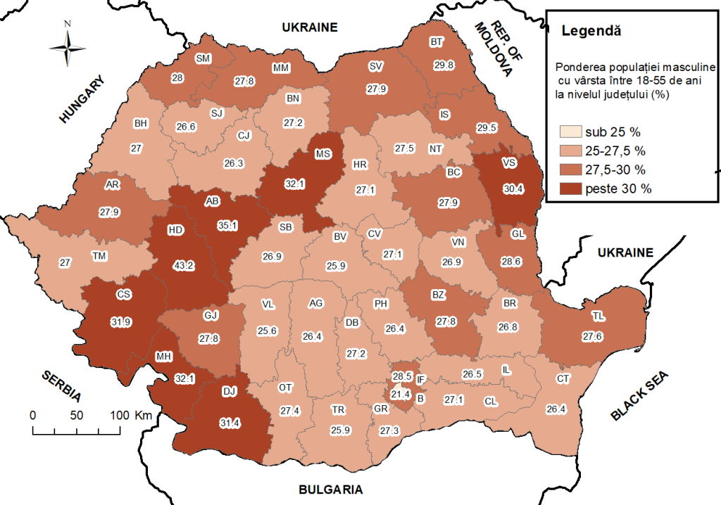 Distribuția efectivelor umane masculine pe medii de rezidență. Cine va apăra țara, în caz de conflict?