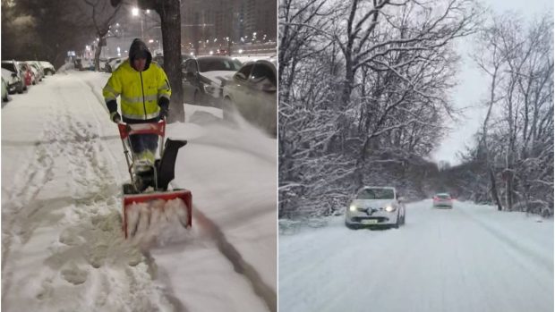 Ninge în toată țara, sunt sute de utilaje pe drumurile publice. Strat de zăpadă de 15 cm în București, un primar se plânge că luptă cu „nămeții”, dar nu face față: „Am apelat la cei de la spații verzi”