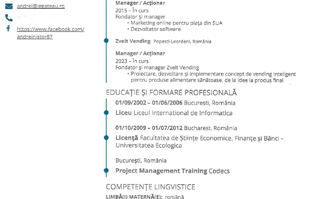 CV-ul depus de prefectul Capitalei la înscrierea în USR nu menționa diploma de la Ecologică, iar afacerile lui apar cu pierderi majore. Andrei Nistor: „Nu scrie nicăieri că ar trebui să am pregătire în ceva”