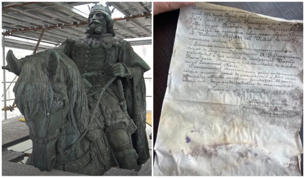 Misterul scrisorii din 1882, găsită în interiorul statuii lui Ștefan cel Mare din Iași, a fost deslușit