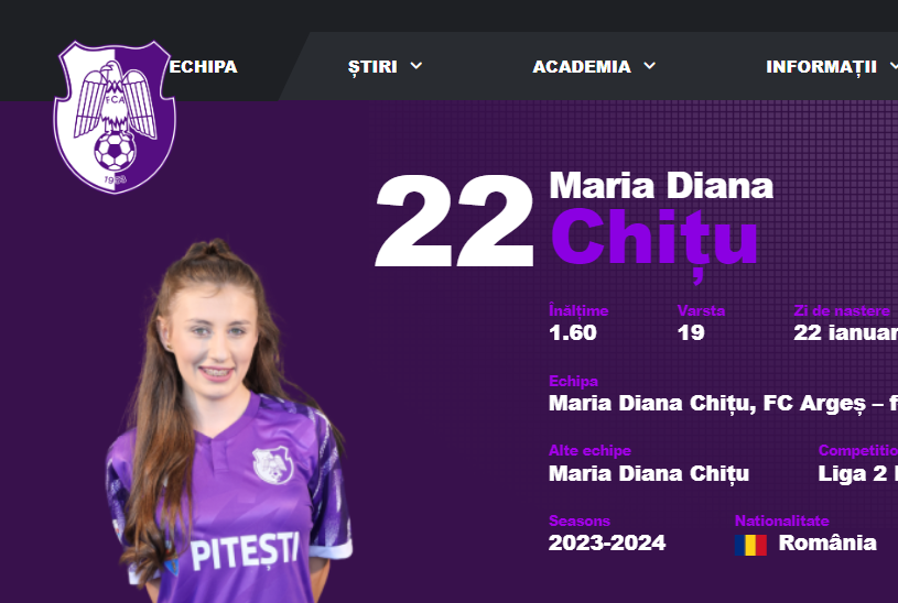 Apel emoționant pentru salvarea jucătoarei Maria Diana Chițu, de la FC Argeș: „Ea trebuie să revină acasă, pe teren, alături de noi”