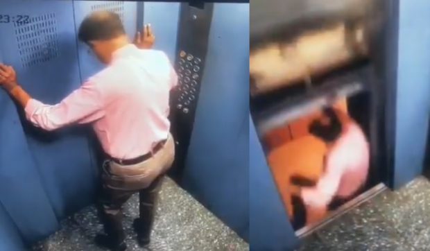 Momentul în care un bărbat din India a fost la un pas să fie strivit de un lift defect | VIDEO