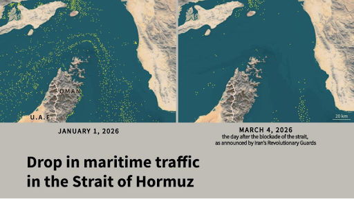 Scăderea traficului maritim în Strâmtoarea Hormuz