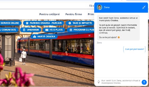 Asistentul AI al Primăriei Oradea, configurat de un milionar român stabilit în SUA, le sugerează cetățenilor să-și plătească taxele