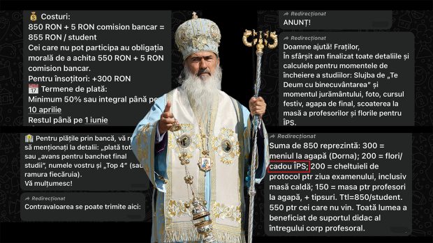 Cadou obligatoriu pentru ÎPS Teodosie: 200 de lei de student, la festivitatea de absolvire. Organizator: „Cei care nu pot participa au obligația morală de a achita 550 de lei”