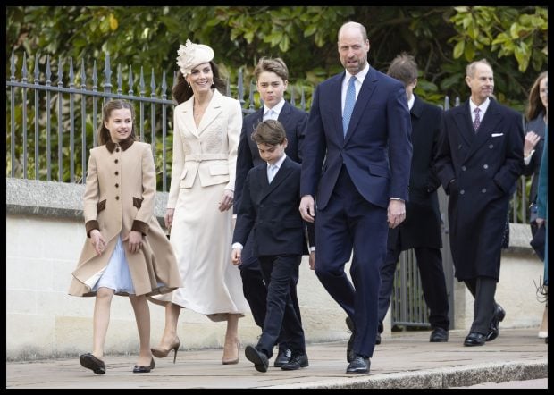 Imagini cu Kate Middleton și prințul William alături de cei trei copii la slujba de Paște. Ce ținută a purtat prințesa de Wales