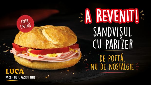 LUCA relansează sendvișul cu Parizer sub sloganul „De poftă, nu de nostalgie”. Din 28 aprilie, în ediție limitată