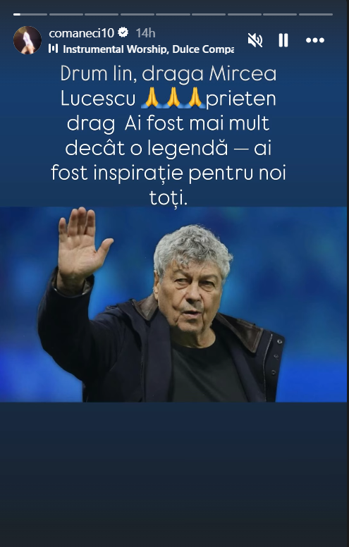 Nadia Comăneci, mesaj emoționant după moartea lui Mircea Lucescu: „Ai fost mai mult decât o legendă”