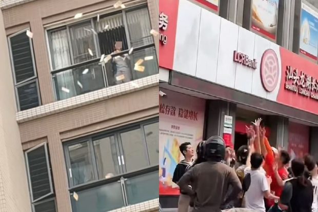 O femeie a aruncat de la balcon peste 160.000 de dolari după ce s-ar fi certat cu soțul, într-un oraș din China