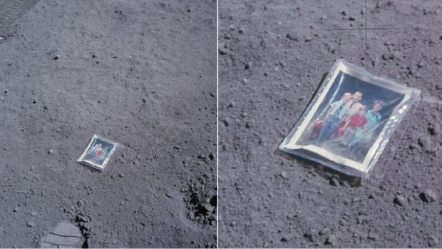 Ce s-a întâmplat cu fotografia de familie lăsată pe Lună acum 54 de ani: „Între 121°C în timpul zilei și -157°C noaptea”