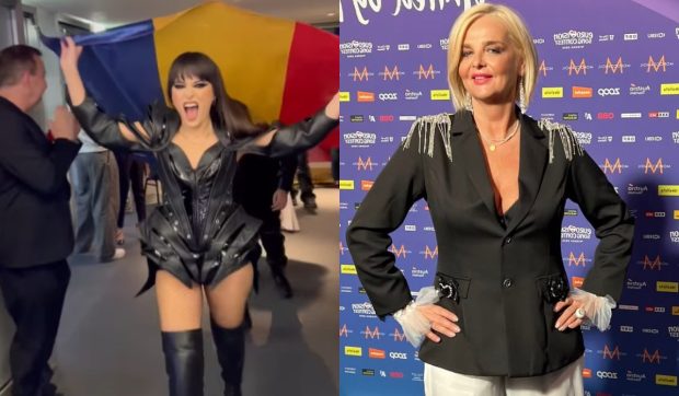 Imagine Stire Cum a fost filmată Alexandra Căpitănescu înainte de a urca pe scenă în finala Eurovision 2026. Iuliana Marciuc e prezentă la Viena | 2review.ro