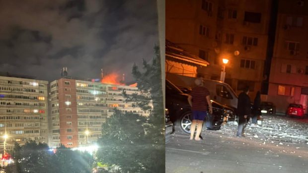 Prima reacție a Armatei după ce o dronă s-a prăbușit pe un bloc din Galați, a explodat și a provocat un incendiu