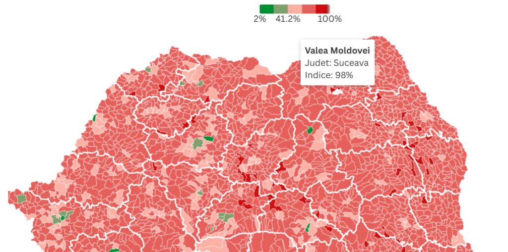 Comuna Valea Moldovei pe harta sărăciei