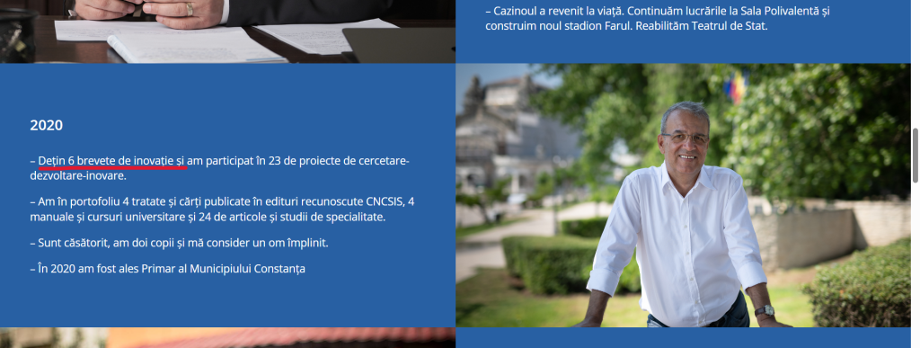 Pe urmele brevetelor. Cinci instituții diferite au ridicat din umeri când au fost întrebate de certificatele de inovator ale primarului Constanței, Vergil Chițac, trecute de acesta în CV. OSIM: „Nu există”