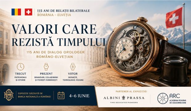 Expoziția „Valori care rezistă timpului” de la BNR: Albini Prassa aduce în prim-plan 115 ani de relații România–Elveția prin orologerie