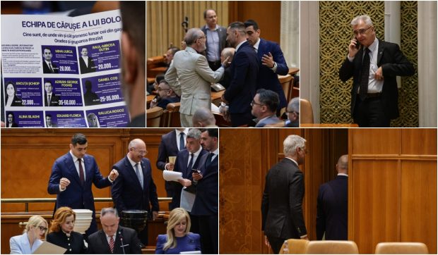 Ce nu s-a văzut la televizor în timpul votului moțiunii de cenzură împotriva Guvernului Bolojan. Negocieri în șoaptă, telefoane pe fugă și calcule la limită