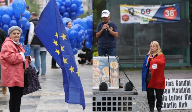 A început manifestația pro-Europa din București. În același timp este organizat și un miting pentru susținerea lui Călin Georgescu
