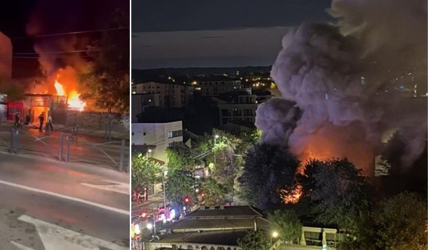 Incendiu puternic pe șoseaua Colentina: un restaurant și trei magazine distruse, șapte persoane evacuate