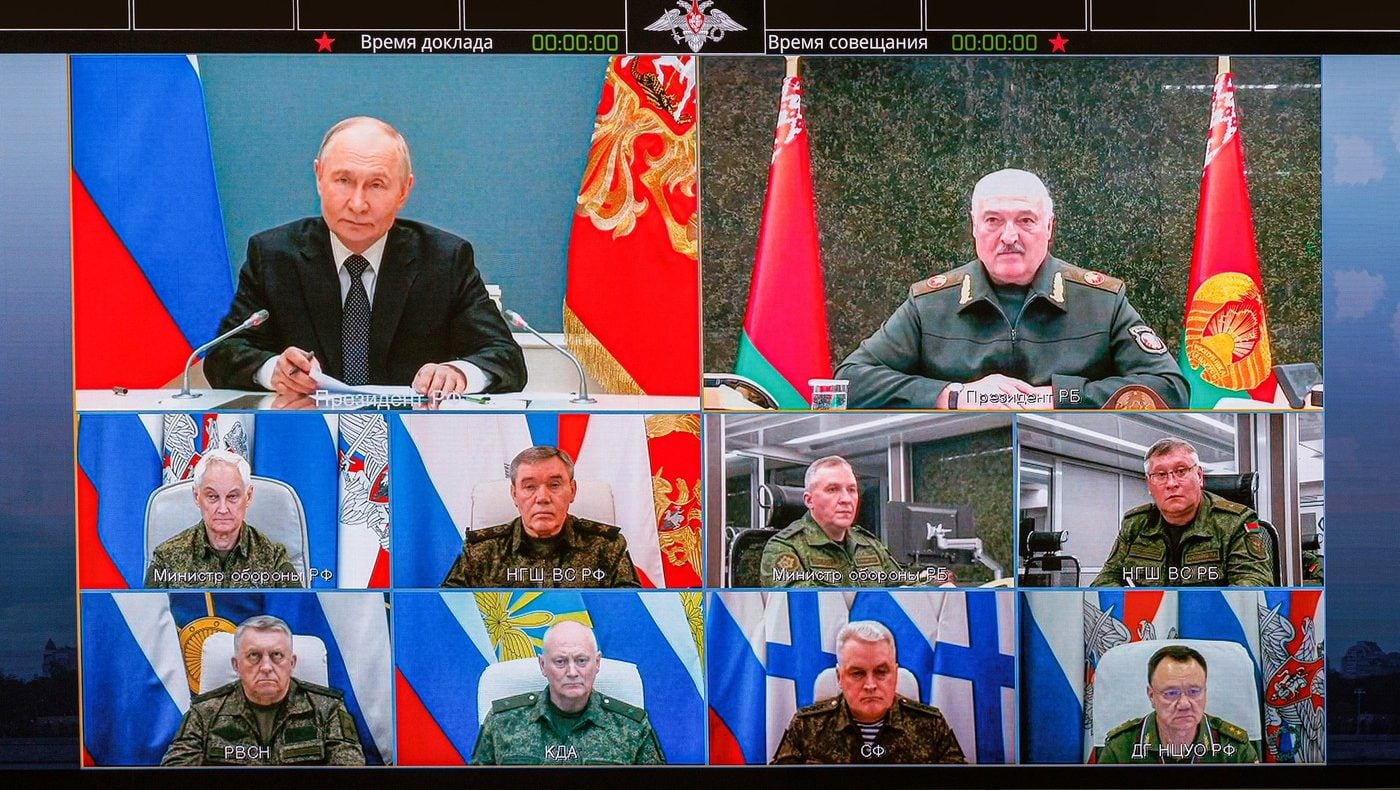 Poza pentru articolul Vladimir Putin și Aleksandr Lukașenko au asistat online la primul exercițiu nuclear ruso-belarus: „Suntem pregătiți”