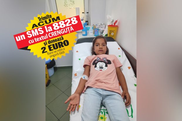 În lupta cu bolile care îi amenință viața, Crenguța are nevoie de 2.500 de euro. Fetița trebuie să ajungă în Italia, la investigații, dar îi sunt necesare și medicamente pentru a scăpa de cancer, de boala autoimună și de maladia Addison