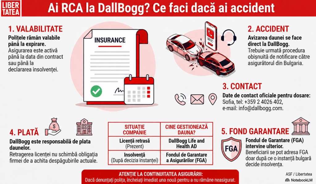 16.000 de români cu RCA la DallBogg află ce trebuie să facă și cine le dă banii în caz de accident. ASF: „Retragerea licenței nu schimbă responsabilitatea”