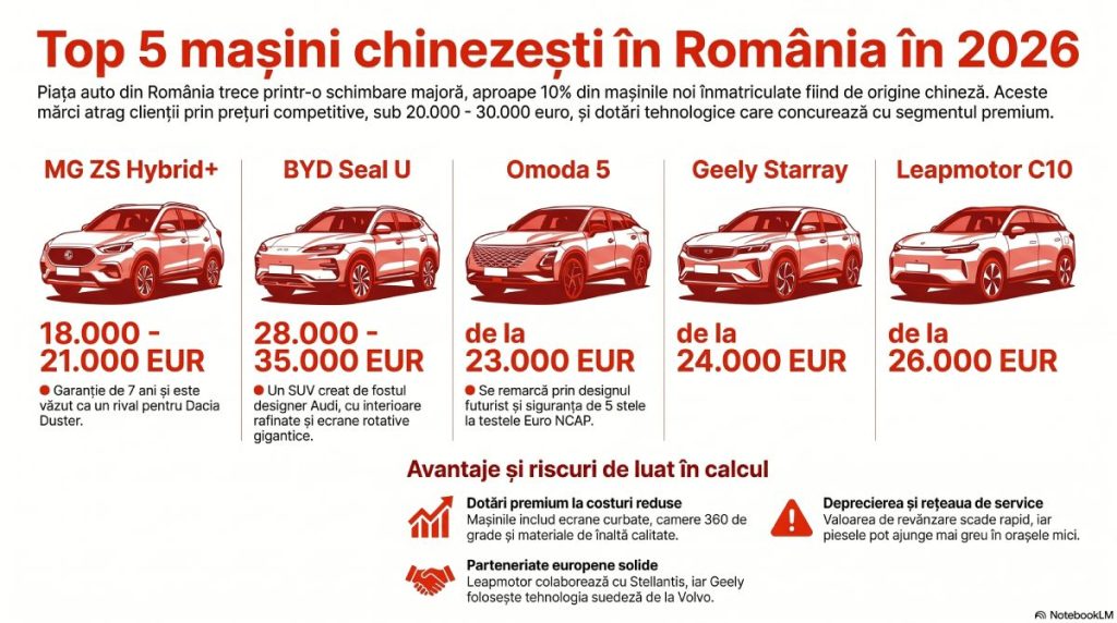 Piața auto din România în 2026: Cum brandurile chinezești transformă preferințele consumatorilor români 6 infografic top 5 masini chinezesti romania 2026