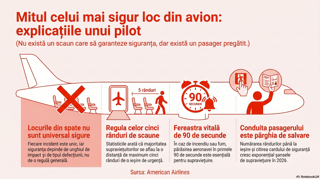 Un pilot cu experiență demolează mitul locului „cel mai sigur” din avion: „Nu este o regulă științifică”