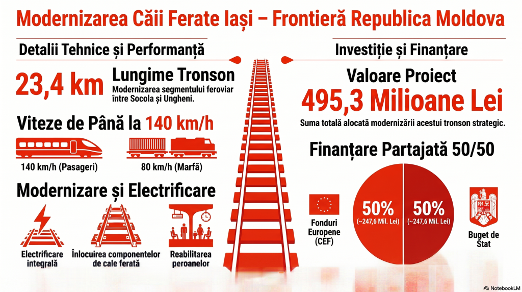 Modernizarea liniei feroviare Iași - Frontieră Republica Moldova: Investiție de 500 de milioane de lei, aprobată de Guvern